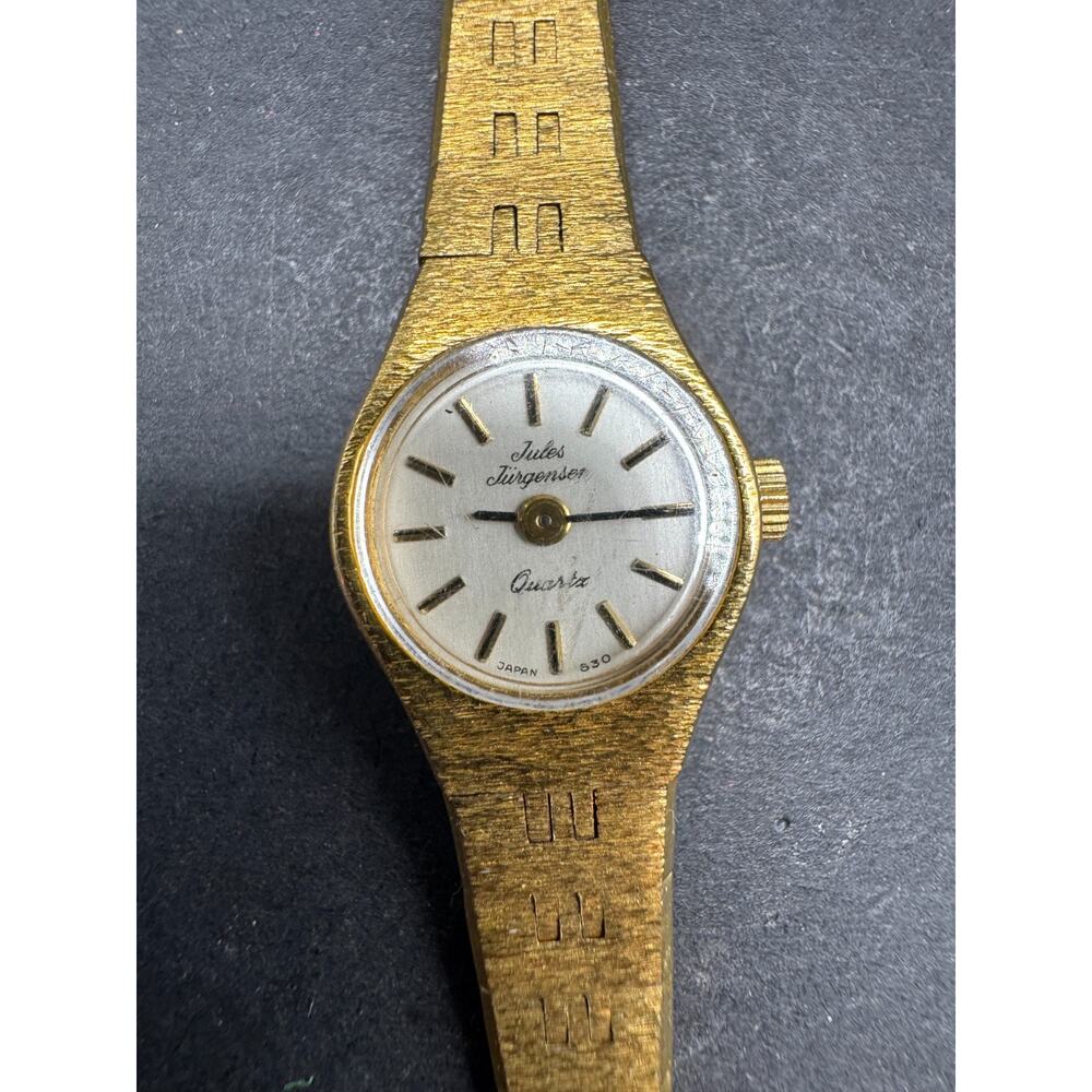 Vintage Jules Jurgensen Women's Quartz Watch 16mm Gold Tone Textured Band